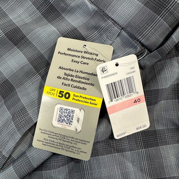 PGA Tour Men's Moisture Wicking Stretch Plaid Golf Shorts Size 40 $68 - Picture 8 of 9